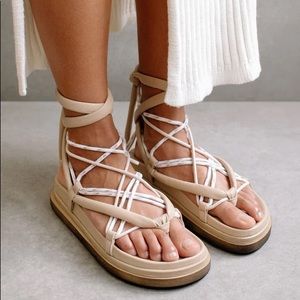 Jungle Stone & Beige Laced Up Sandal